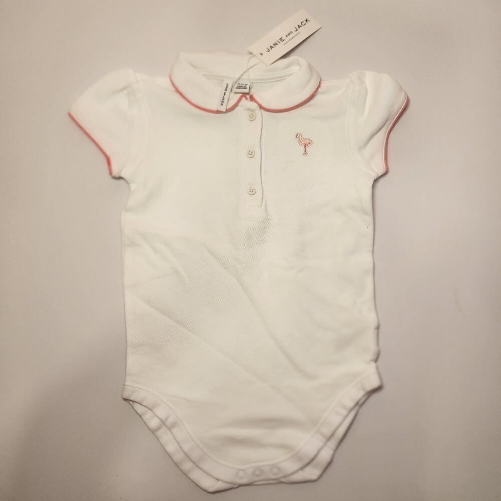 Janie And Jack Girls Flamingo One Piece Bodysuit Sz 18 To 24 Months Cotton